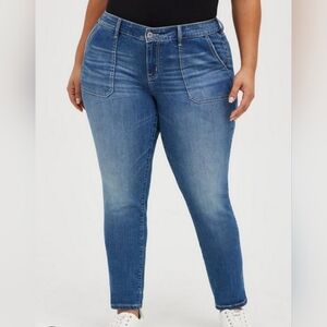 Torrid Women's Classic Blue Boyfriend Straight Vintage Stretch Skinny Jean Sz 20